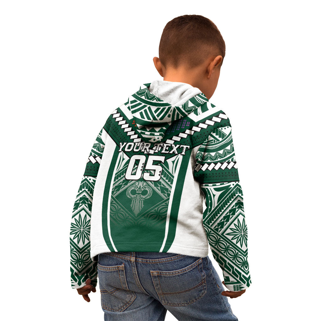 Custom Hawaii Warriors Football Kid Hoodie Rainbow Kakau Pattern Green LT05 - Polynesian Pride