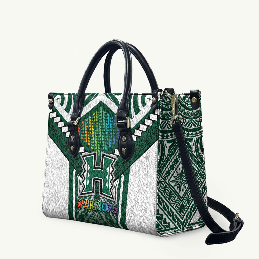 Hawaii Warriors Football Leather Bag Rainbow Kakau Pattern Green LT05 Green - Polynesian Pride