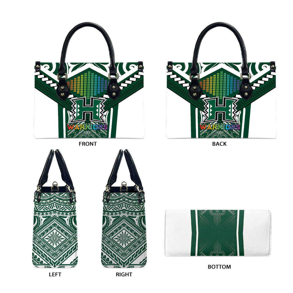Hawaii Warriors Football Leather Bag Rainbow Kakau Pattern Green LT05 - Polynesian Pride