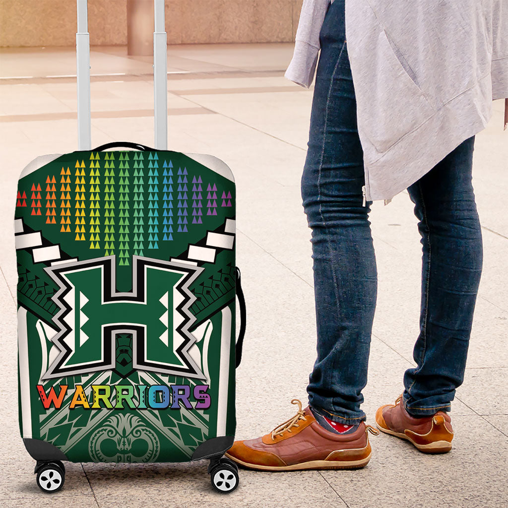 Hawaii Warriors Football Luggage Cover Rainbow Kakau Pattern Green LT05 Green - Polynesian Pride