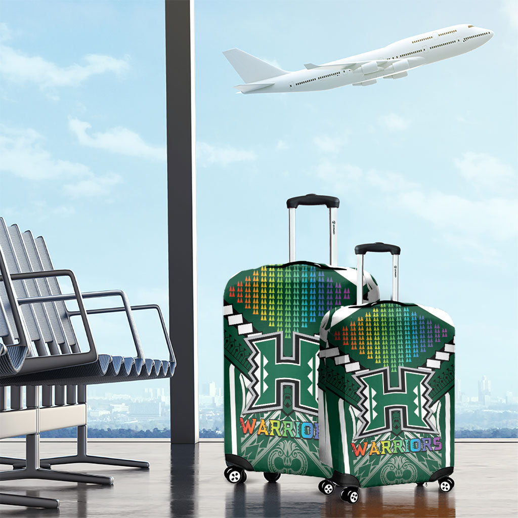Hawaii Warriors Football Luggage Cover Rainbow Kakau Pattern Green LT05 - Polynesian Pride