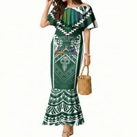 Custom Hawaii Warriors Football Mermaid Dress Rainbow Kakau Pattern Green LT05 Women Green - Polynesian Pride