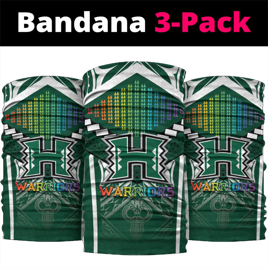 Hawaii Warriors Football Neck Gaiter Rainbow Kakau Pattern Green LT05 package One Size: 25*50cm Green - Polynesian Pride