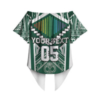 Custom Hawaii Warriors Football Off Shoulder Wrap Waist Top Rainbow Kakau Pattern Green LT05 - Polynesian Pride
