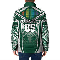 Custom Hawaii Warriors Football Padded Jacket Rainbow Kakau Pattern Green LT05 - Polynesian Pride