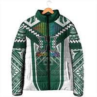 Custom Hawaii Warriors Football Padded Jacket Rainbow Kakau Pattern Green LT05 - Polynesian Pride