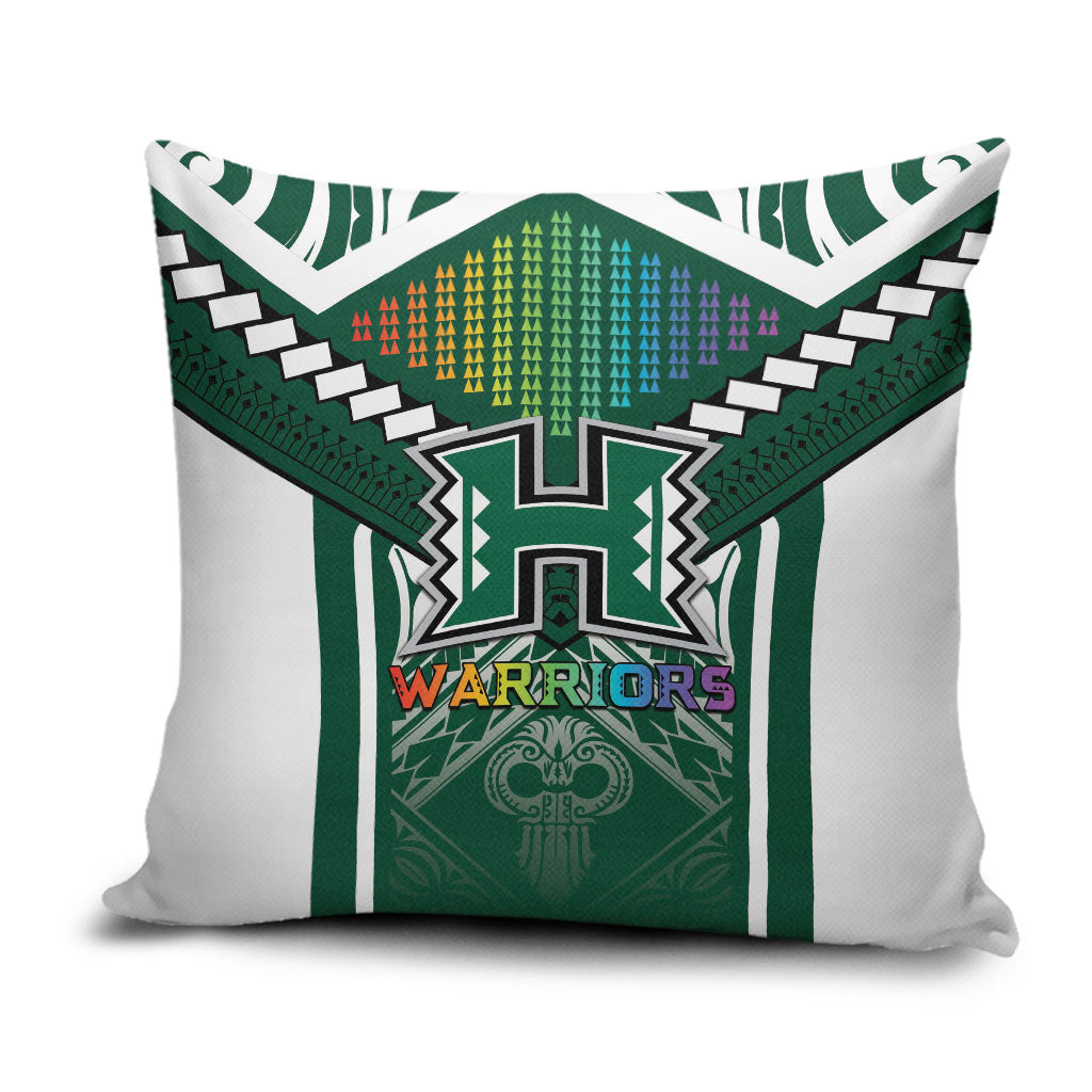 Hawaii Warriors Football Pillow Cover Rainbow Kakau Pattern Green LT05 Green - Polynesian Pride