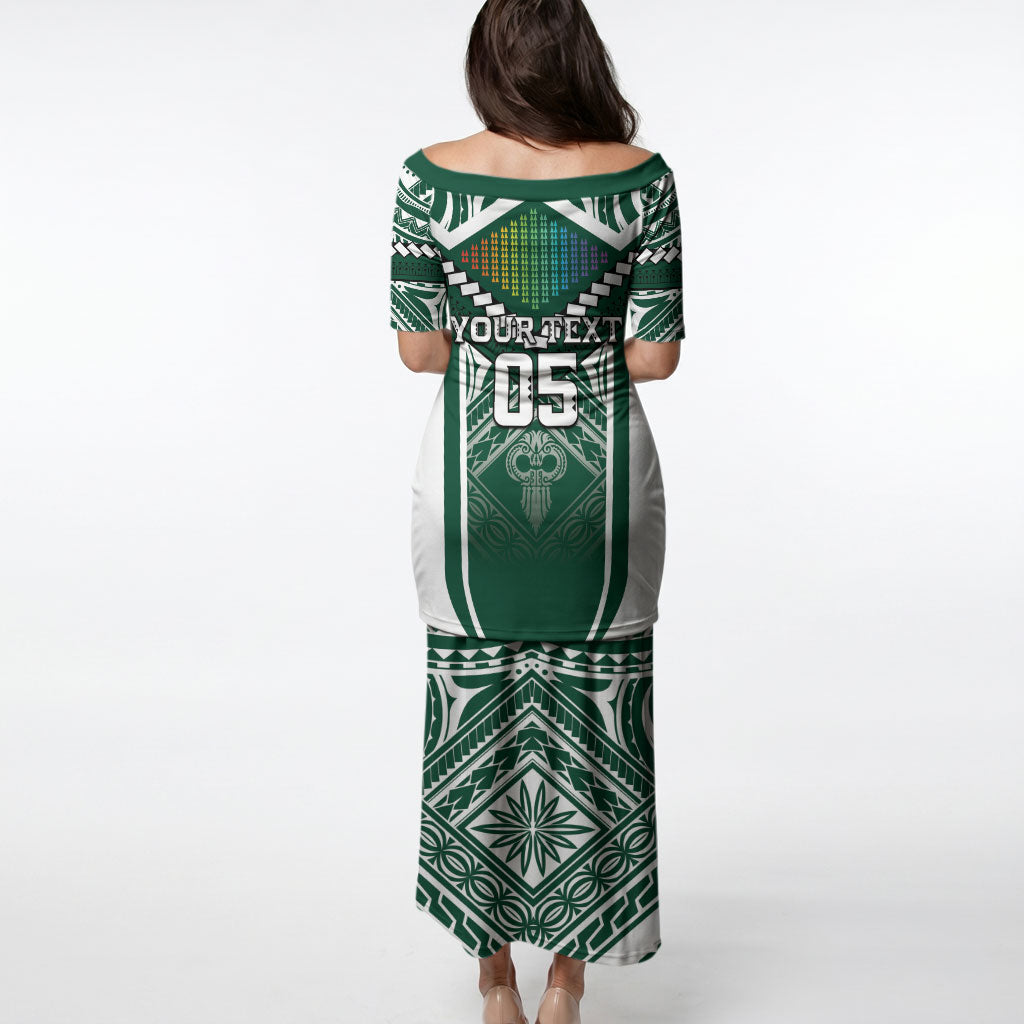 Custom Hawaii Warriors Football Puletasi Rainbow Kakau Pattern Green LT05 - Polynesian Pride
