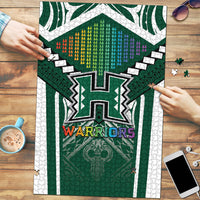 Hawaii Warriors Football Puzzle Rainbow Kakau Pattern Green LT05 Green - Polynesian Pride