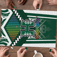 Hawaii Warriors Football Puzzle Rainbow Kakau Pattern Green LT05 - Polynesian Pride