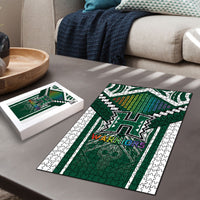 Hawaii Warriors Football Puzzle Rainbow Kakau Pattern Green LT05 - Polynesian Pride