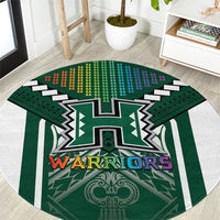 Hawaii Warriors Football Round Carpet Rainbow Kakau Pattern Green LT05 Green - Polynesian Pride