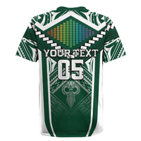 Custom Hawaii Warriors Football Rugby Jersey Rainbow Kakau Pattern Green LT05 - Polynesian Pride