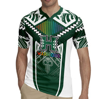 Custom Hawaii Warriors Football Rugby Jersey Rainbow Kakau Pattern Green LT05 - Polynesian Pride
