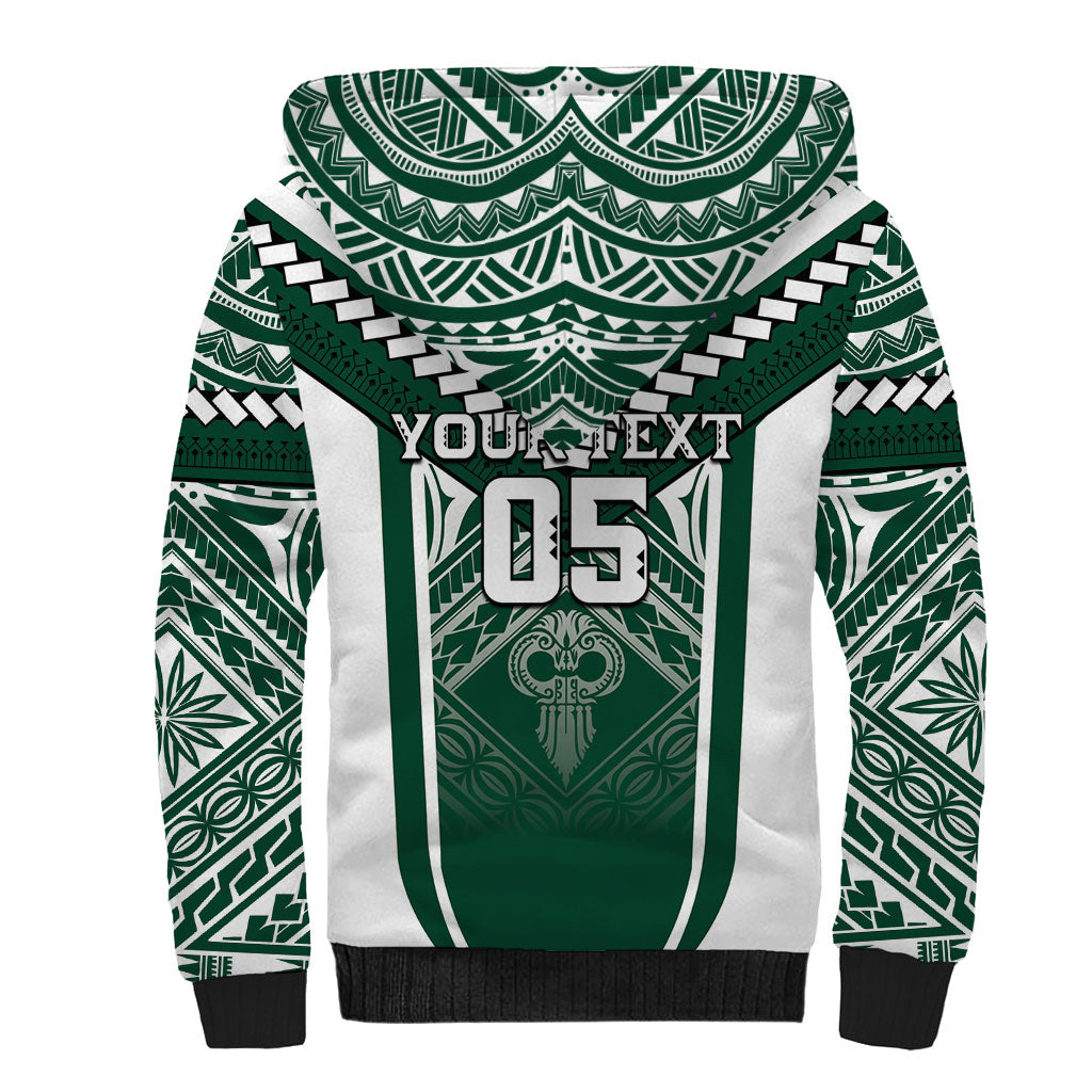 Custom Hawaii Warriors Football Sherpa Hoodie Rainbow Kakau Pattern Green LT05 - Polynesian Pride