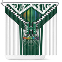 Hawaii Warriors Football Shower Curtain Rainbow Kakau Pattern Green LT05 Green - Polynesian Pride