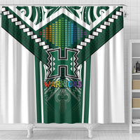 Hawaii Warriors Football Shower Curtain Rainbow Kakau Pattern Green LT05 - Polynesian Pride