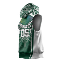 Custom Hawaii Warriors Football Sleeveless Hoodie Rainbow Kakau Pattern Green LT05 - Polynesian Pride