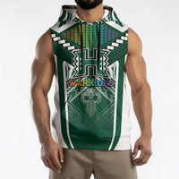 Custom Hawaii Warriors Football Sleeveless Hoodie Rainbow Kakau Pattern Green LT05 - Polynesian Pride