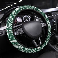 Hawaii Warriors Football Steering Wheel Cover Rainbow Kakau Pattern Green LT05 Universal Fit Green - Polynesian Pride