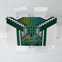 Hawaii Warriors Football Tablecloth Rainbow Kakau Pattern Green LT05 Green - Polynesian Pride