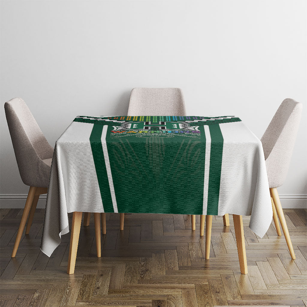 Hawaii Warriors Football Tablecloth Rainbow Kakau Pattern Green LT05 - Polynesian Pride