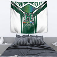 Hawaii Warriors Football Tapestry Rainbow Kakau Pattern Green LT05 - Polynesian Pride