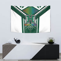 Hawaii Warriors Football Tapestry Rainbow Kakau Pattern Green LT05 - Polynesian Pride