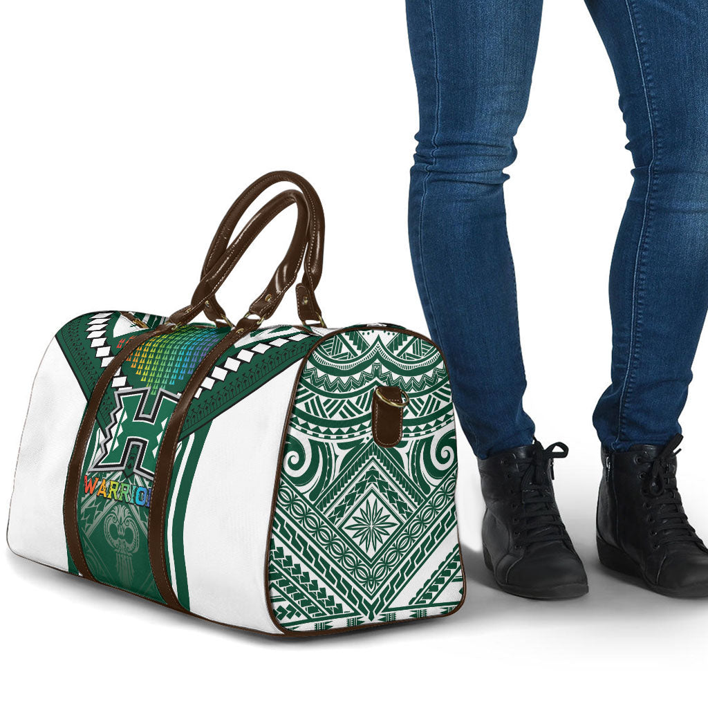 Hawaii Warriors Football Travel Bag Rainbow Kakau Pattern Green LT05 - Polynesian Pride