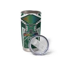 Custom Hawaii Warriors Football Tumbler Cup Rainbow Kakau Pattern Green LT05 - Polynesian Pride