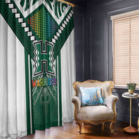 Hawaii Warriors Football Window Curtain Rainbow Kakau Pattern Green LT05 - Polynesian Pride
