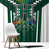 Hawaii Warriors Football Window Curtain Rainbow Kakau Pattern Green LT05 - Polynesian Pride