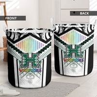 Hawaii Warriors Football Laundry Basket Rainbow Kakau Pattern White LT05 - Polynesian Pride