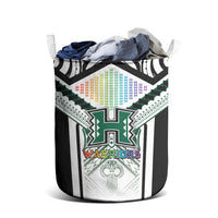 Hawaii Warriors Football Laundry Basket Rainbow Kakau Pattern White LT05 - Polynesian Pride