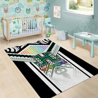 Hawaii Warriors Football Area Rug Rainbow Kakau Pattern White LT05 - Polynesian Pride