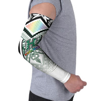 Custom Hawaii Warriors Football Arm Sleeves Rainbow Kakau Pattern White LT05 - Polynesian Pride