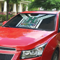 Hawaii Warriors Football Auto Sun Shade Rainbow Kakau Pattern White LT05 - Polynesian Pride