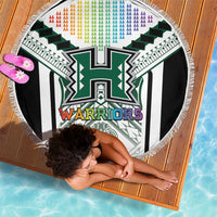 Hawaii Warriors Football Beach Blanket Rainbow Kakau Pattern White LT05 - Polynesian Pride