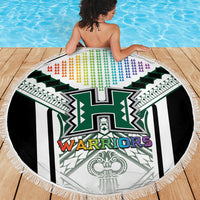 Hawaii Warriors Football Beach Blanket Rainbow Kakau Pattern White LT05 - Polynesian Pride