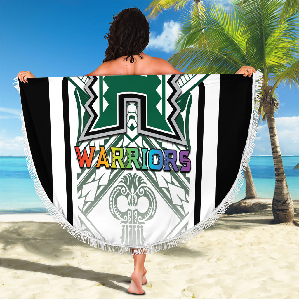 Hawaii Warriors Football Beach Blanket Rainbow Kakau Pattern White LT05 - Polynesian Pride