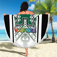 Hawaii Warriors Football Beach Blanket Rainbow Kakau Pattern White LT05 - Polynesian Pride