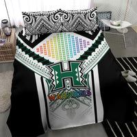 Hawaii Warriors Football Bedding Set Rainbow Kakau Pattern White LT05 - Polynesian Pride