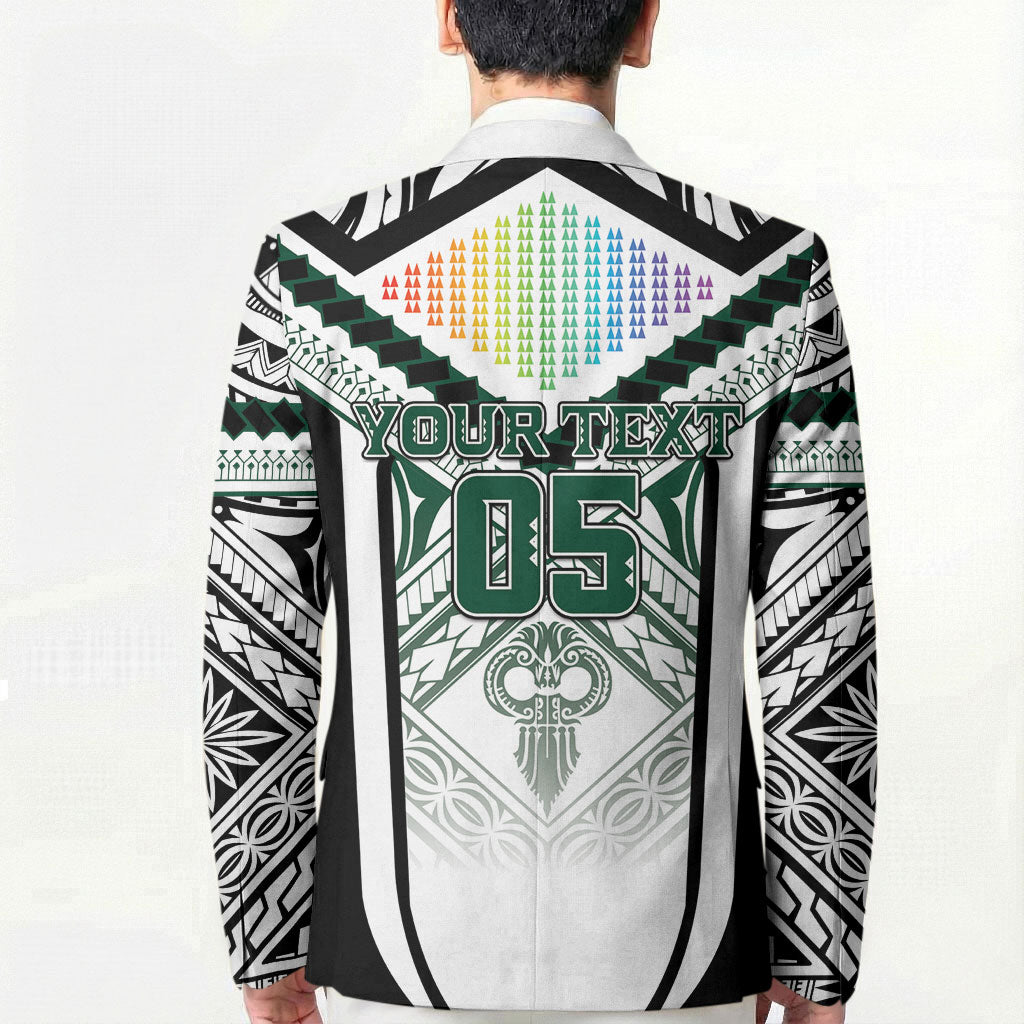 Custom Hawaii Warriors Football Blazer Rainbow Kakau Pattern White LT05 - Polynesian Pride