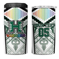 Custom Hawaii Warriors Football 4 in 1 Can Cooler Tumbler Rainbow Kakau Pattern White LT05 One Size: 16 oz White - Polynesian Pride