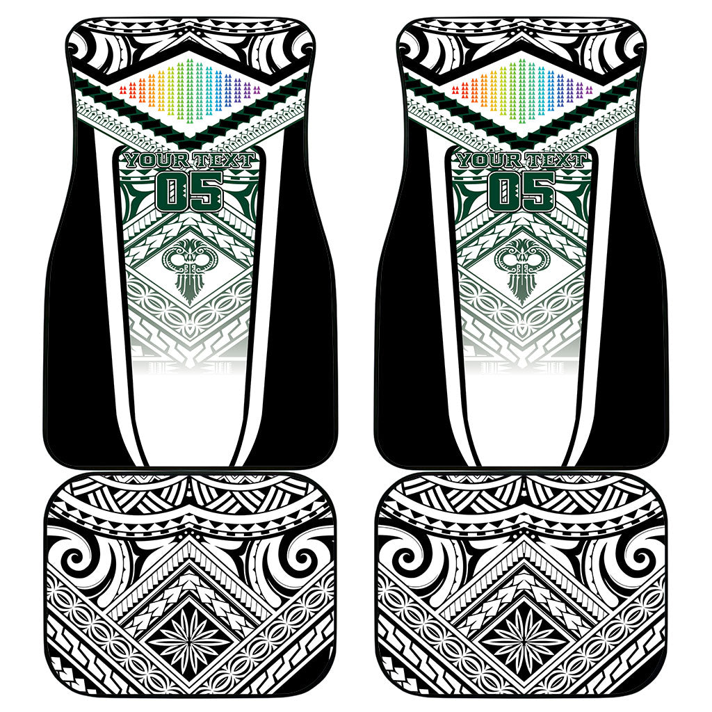 Custom Hawaii Warriors Football Car Mats Rainbow Kakau Pattern White LT05 - Polynesian Pride