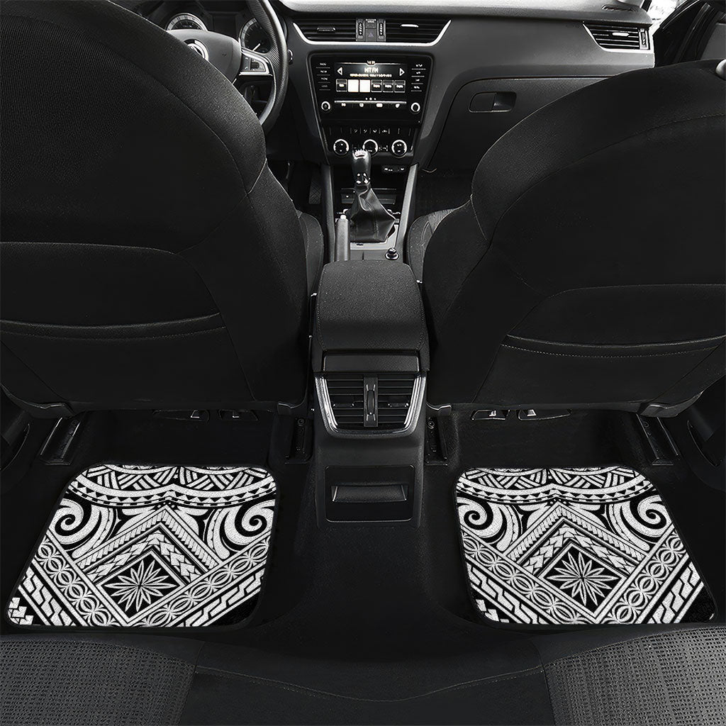 Custom Hawaii Warriors Football Car Mats Rainbow Kakau Pattern White LT05 Set 2pcs - Back White - Polynesian Pride
