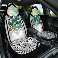 Hawaii Warriors Football Car Seat Cover Rainbow Kakau Pattern White LT05 One Size White - Polynesian Pride