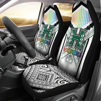 Hawaii Warriors Football Car Seat Cover Rainbow Kakau Pattern White LT05 - Polynesian Pride