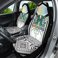 Hawaii Warriors Football Car Seat Cover Rainbow Kakau Pattern White LT05 - Polynesian Pride
