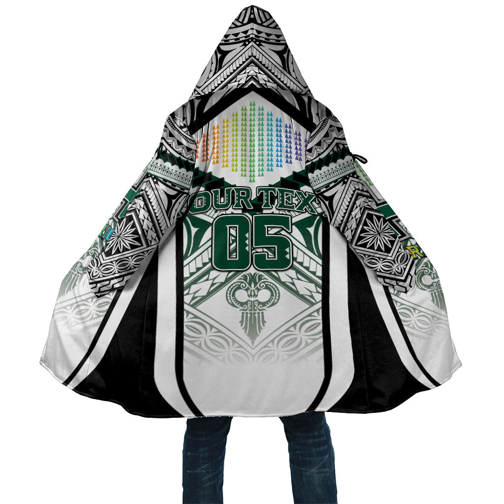 Custom Hawaii Warriors Football Cloak Rainbow Kakau Pattern White LT05 Unisex White - Polynesian Pride